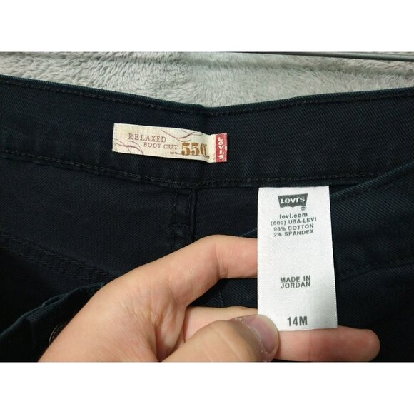 Levis 550 Jeans Womens 14 Black Denim Relaxed Fit Boot Cut High Rise Stretch - Picture 7 of 8